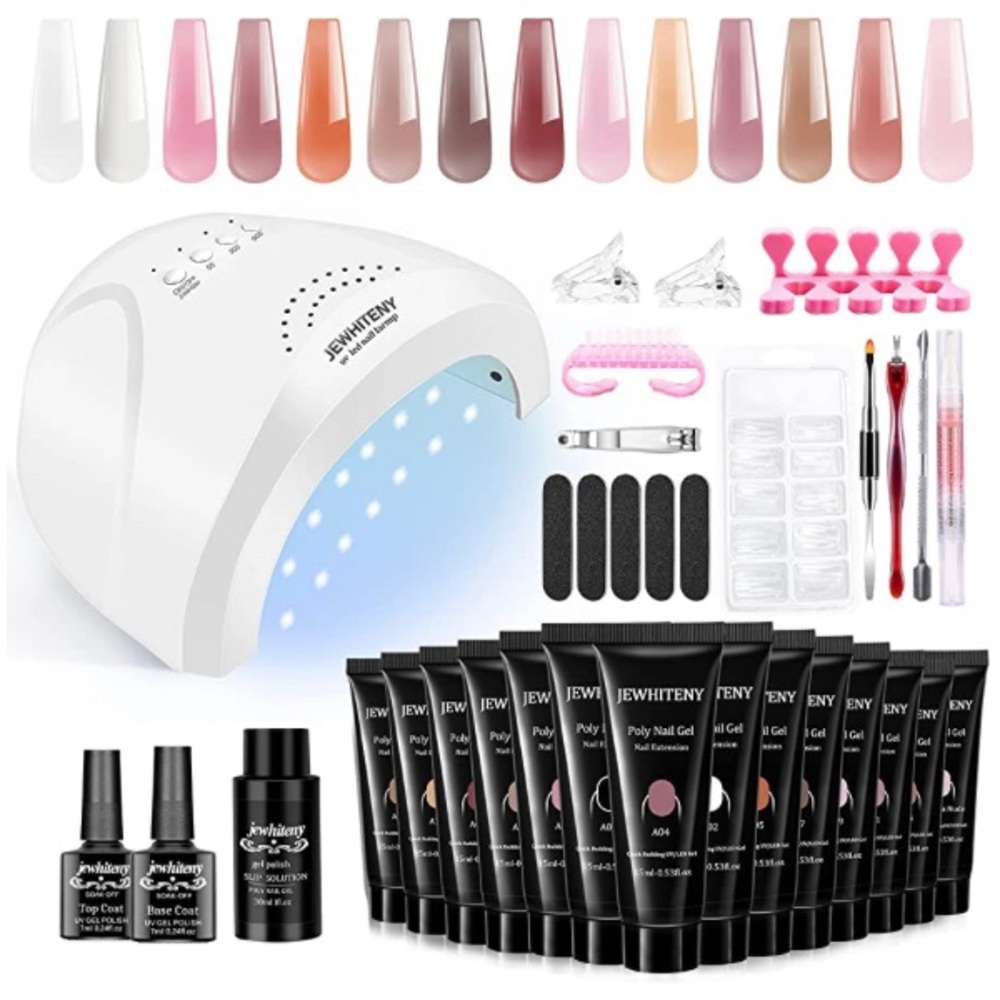 14 Colors Poly Extension Gel Nail Kit With Nail Lamp